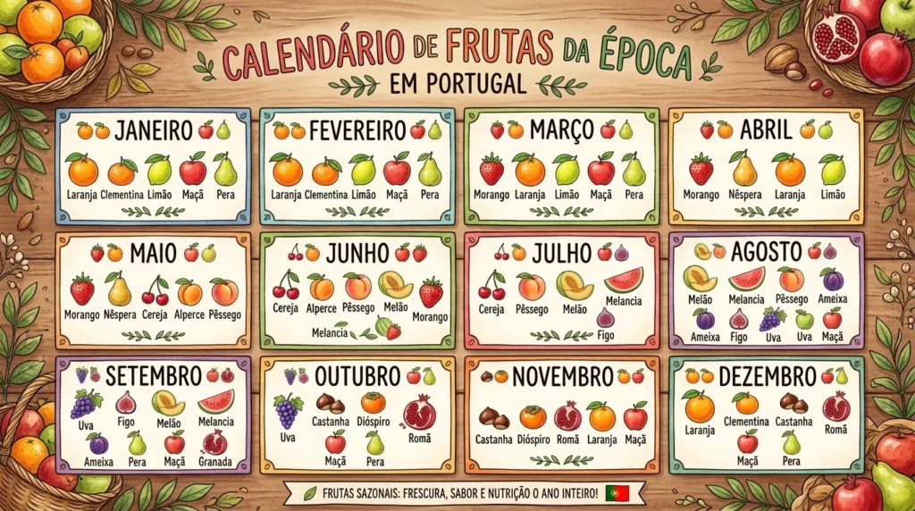 Calendário de frutas da estação