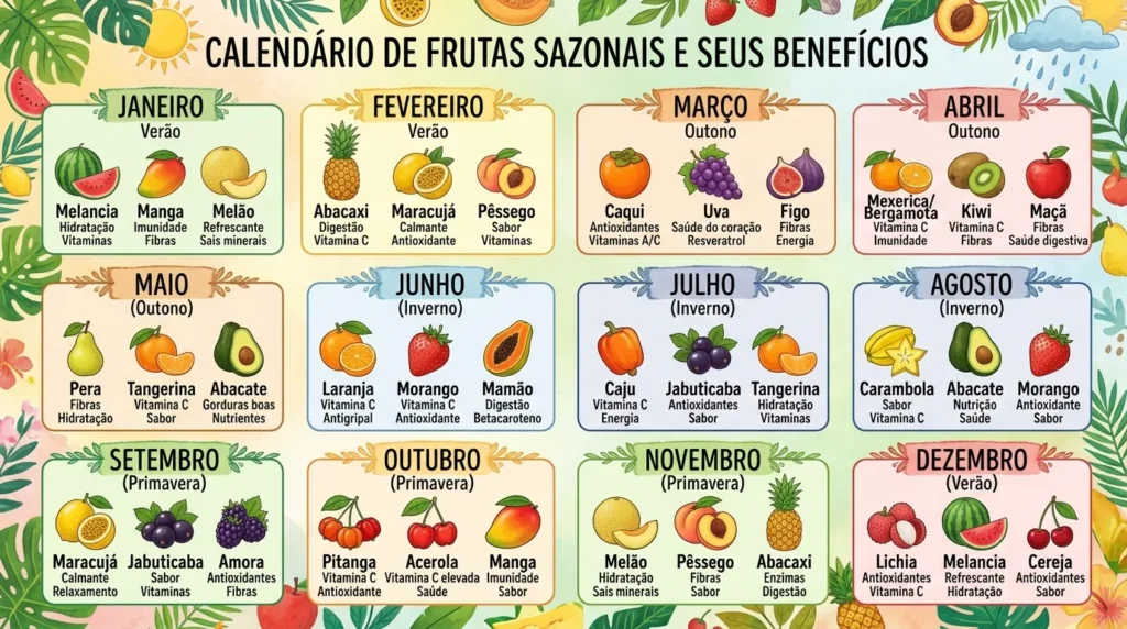 Calendário de frutas da estação