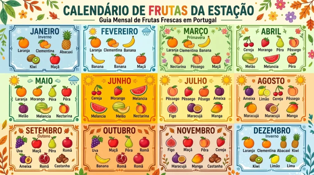 Calendário de frutas da estação
